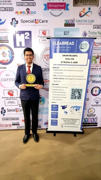 Vedant Agrawal with the ClearRead stand at IPOTCON 2026